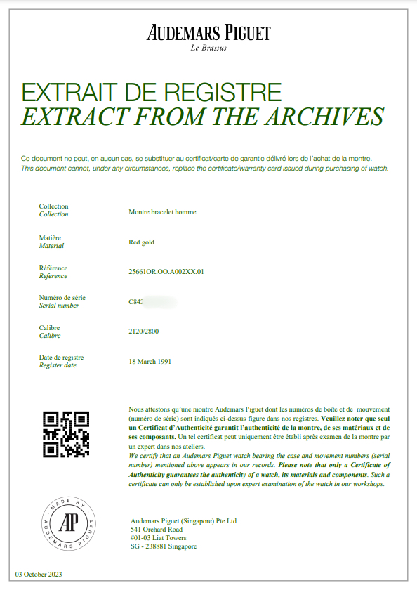 Audemars Piguet Quantieme Perpetual 25661OR